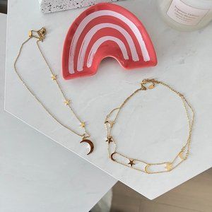 Brand New - Moon & Star Choker and Necklace 2 in 1